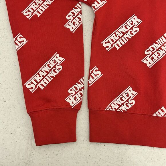 Stranger Things Cropped Sweatshirt Womens Small Red All over graphic Netflix NEW - Picture 8 of 9